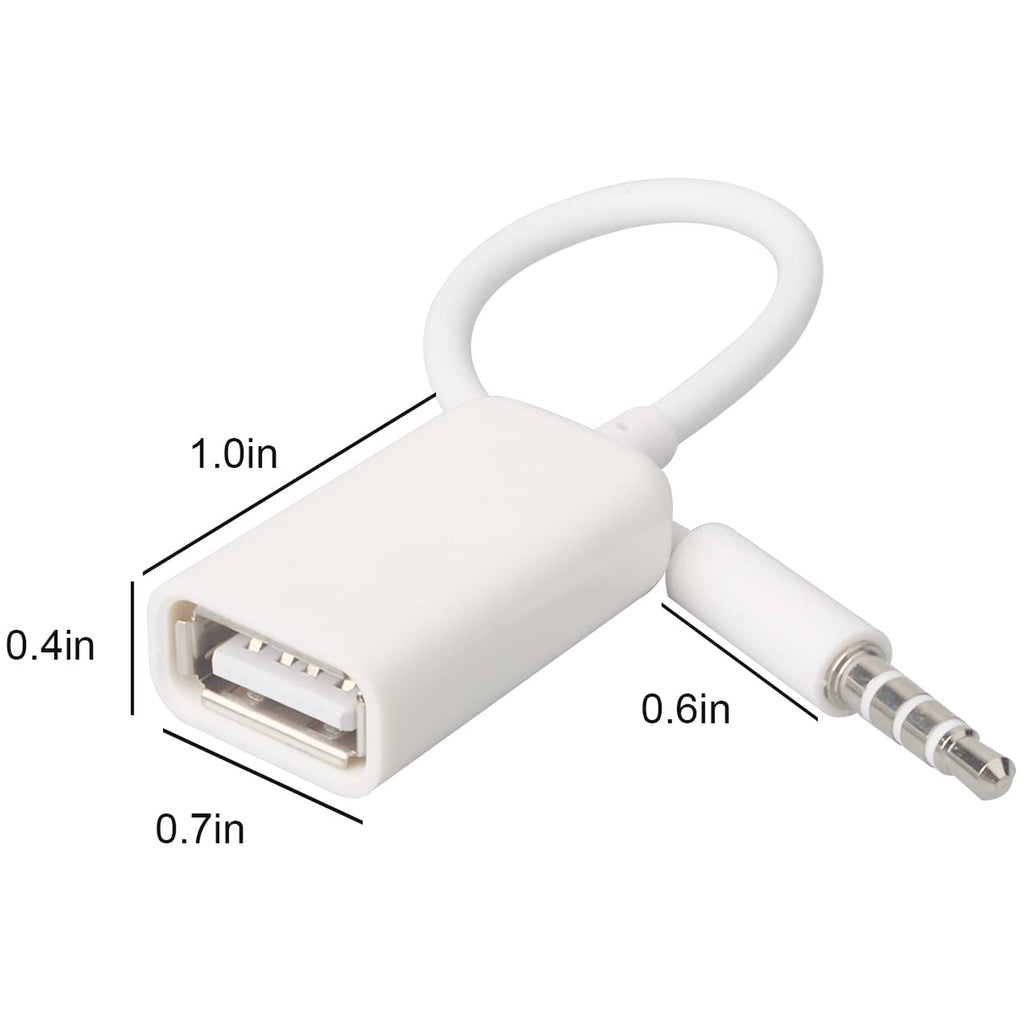3.5mm AUX to USB 2.0 Adapter for Car MP3 Decoder – 15cm Cable, Play USB Flash Drive Music via Car AUX-IN Port