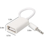 3.5mm AUX to USB 2.0 Adapter for Car MP3 Decoder – 15cm Cable, Play USB Flash Drive Music via Car AUX-IN Port