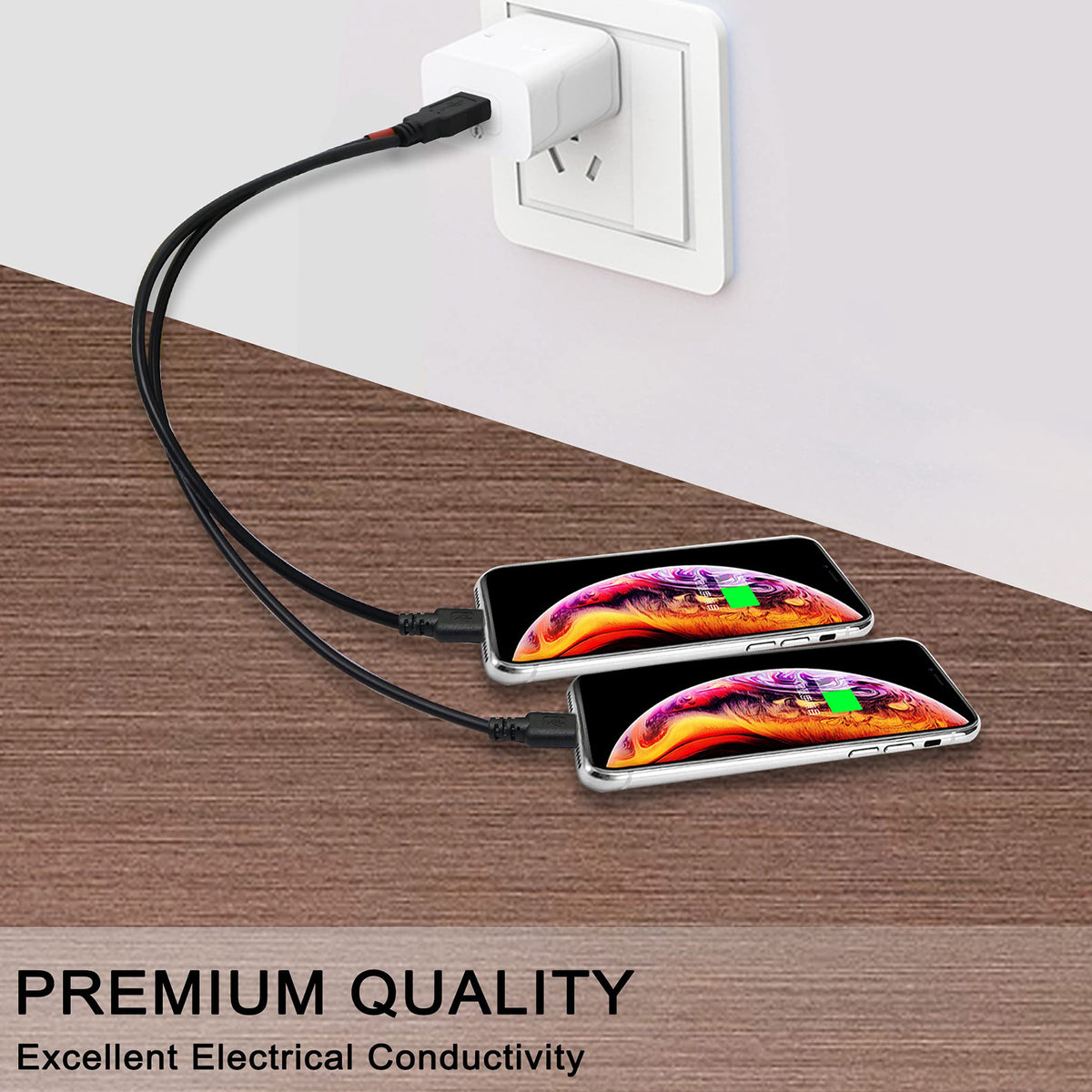 USB A to Dual Micro USB Y Splitter Cable 30cm Charge and Sync Two Micro USB Devices One Port Data and Charge One Port Charge Only
