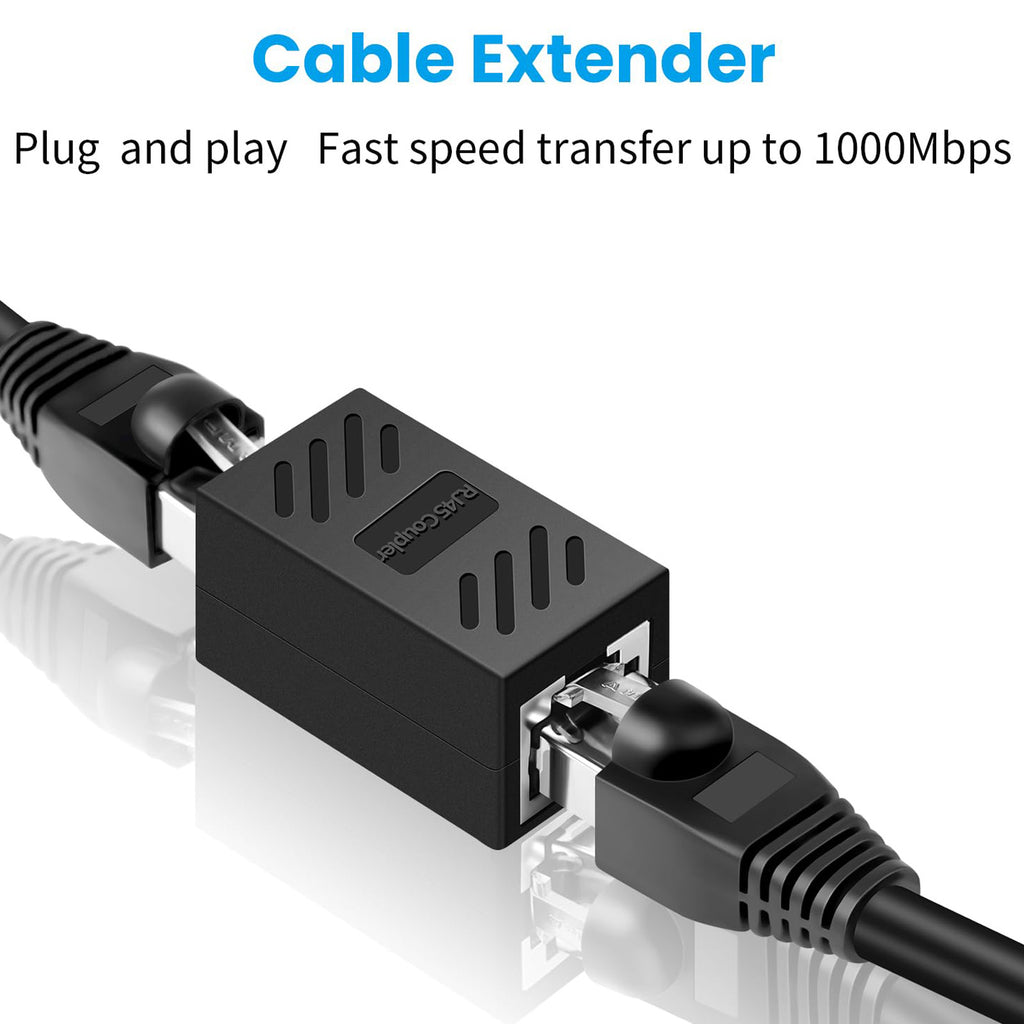 RJ45 Coupler Female to Female Ethernet Cable Extender Cat7 Cat6 Cat5e Cat5 Inline Adapter Gigabit 10Gbps Shielded Network Connector for Router Modem Switch PC