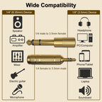 3.5mm 6.35mm Audio Adapter Set 4 Pack Gold Plated 1/8 Inch to 1/4 Inch TRS Stereo Converter for Headphones Amplifiers Mixers