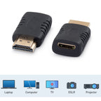 Mini HDMI to HDMI Adapter Male to Female Type C for Camera Camcorder Tablet DSLR TV Monitor Projector Supports 4K ARC Gold-Plated