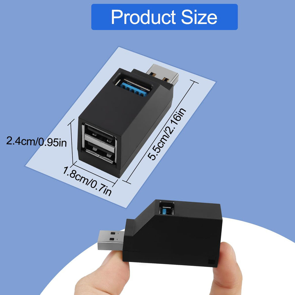 3 Port Portable USB Hub 1 USB 3.0 2 USB 2.0 90 Degree Data Splitter Adapter for PC Laptop MAC