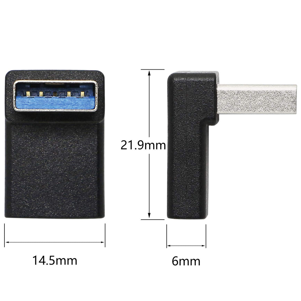 90 Degree USB C to USB A Adapter Type C Female to USB 3.0 Male Connector Compatible with Laptops Wall Chargers