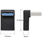 90 Degree USB C to USB A Adapter Type C Female to USB 3.0 Male Connector Compatible with Laptops Wall Chargers