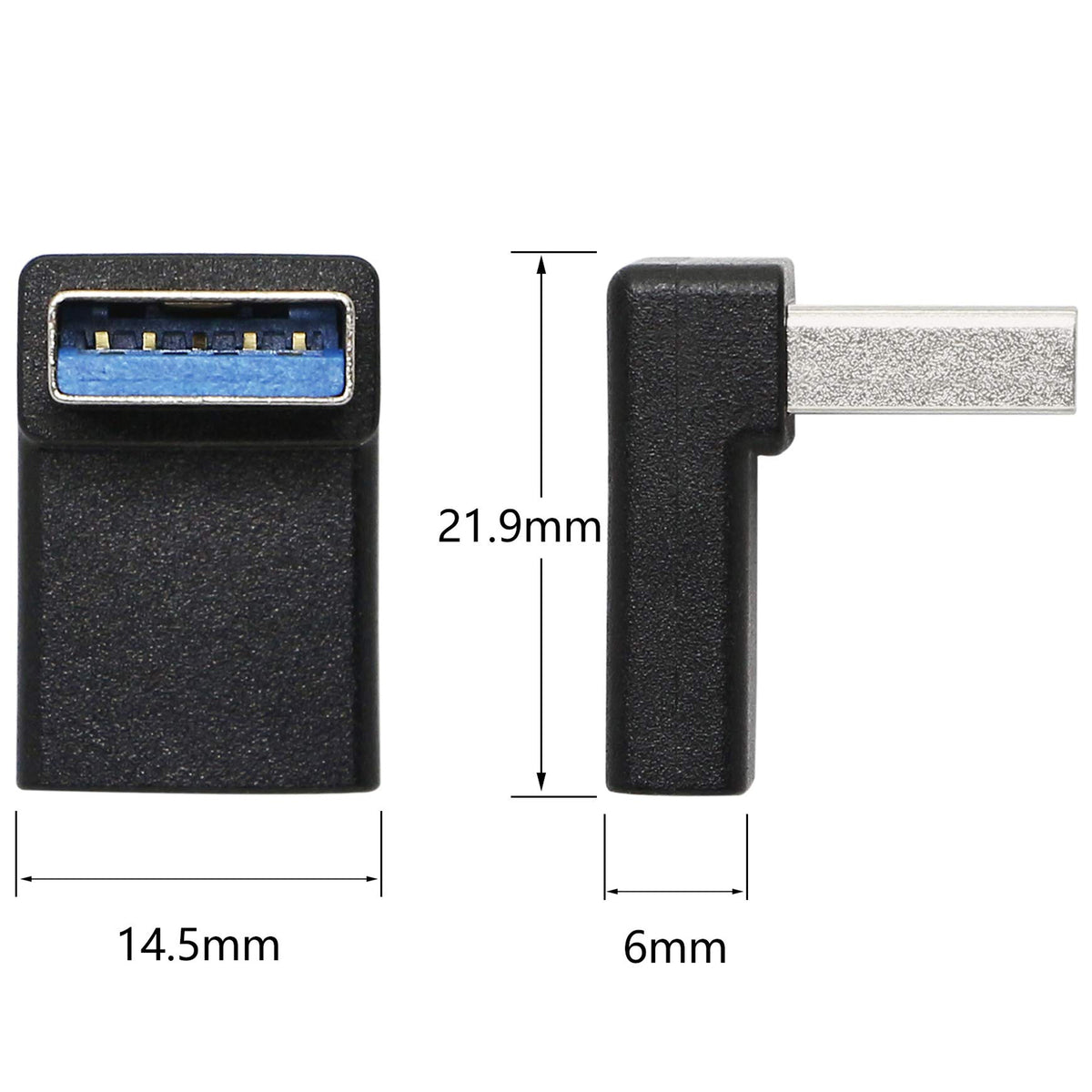 90 Degree USB C to USB A Adapter Type C Female to USB 3.0 Male Connector Compatible with Laptops Wall Chargers