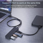 4-Port USB 3.0 Hub – 5Gbps Data Transfer LED Indicator Ultra-Slim 1cm No Charging for USB-A Laptops and PCs