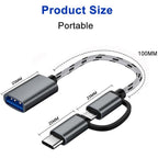 2 in 1 USB C and Micro USB to USB 3.0 OTG Adapter Cable Converter Compatible with Tablets Laptops Smartphones