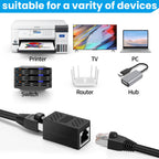 RJ45 Coupler Female to Female Ethernet Cable Extender Cat7 Cat6 Cat5e Cat5 Inline Adapter Gigabit 10Gbps Shielded Network Connector for Router Modem Switch PC