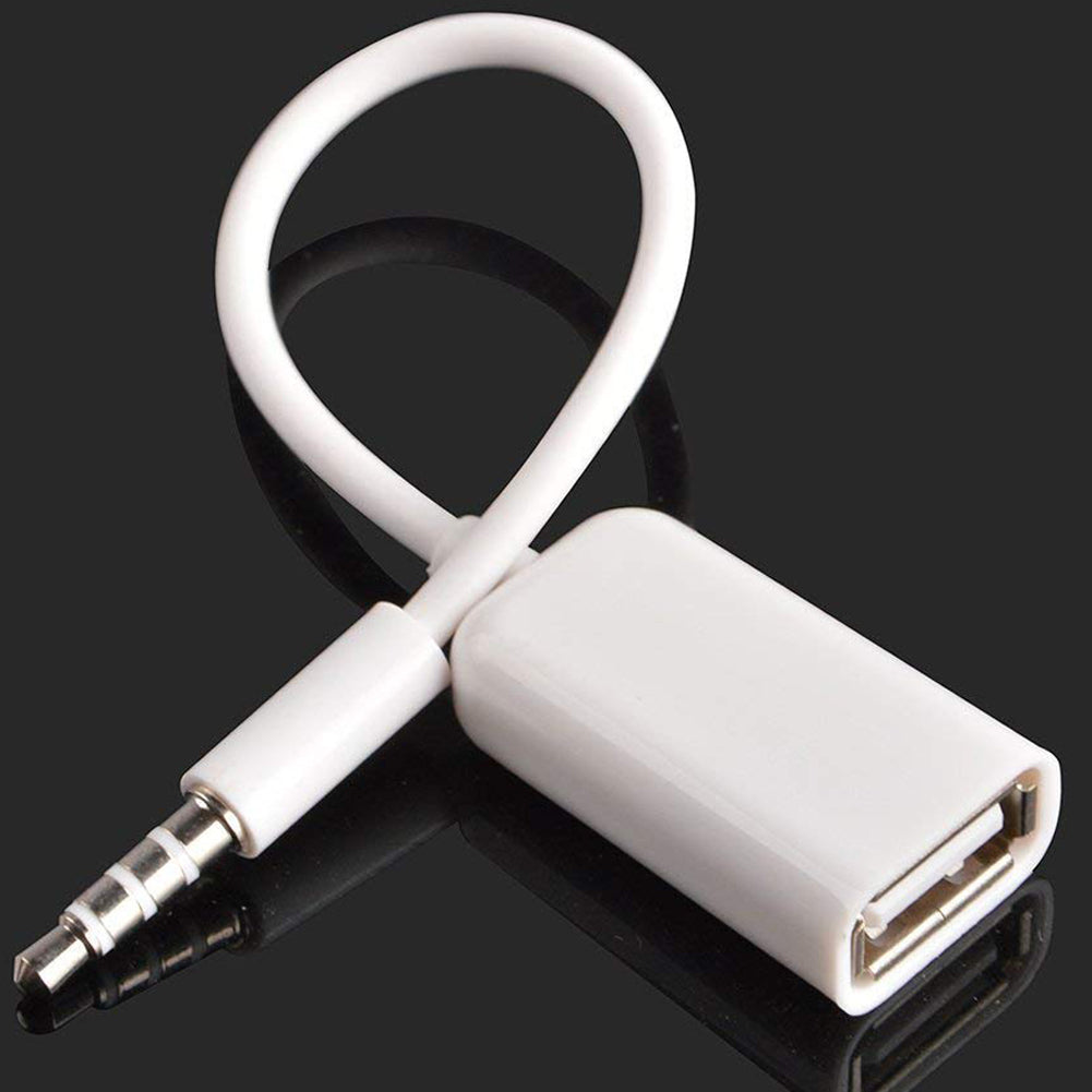 3.5mm AUX to USB 2.0 Adapter for Car MP3 Decoder – 15cm Cable, Play USB Flash Drive Music via Car AUX-IN Port