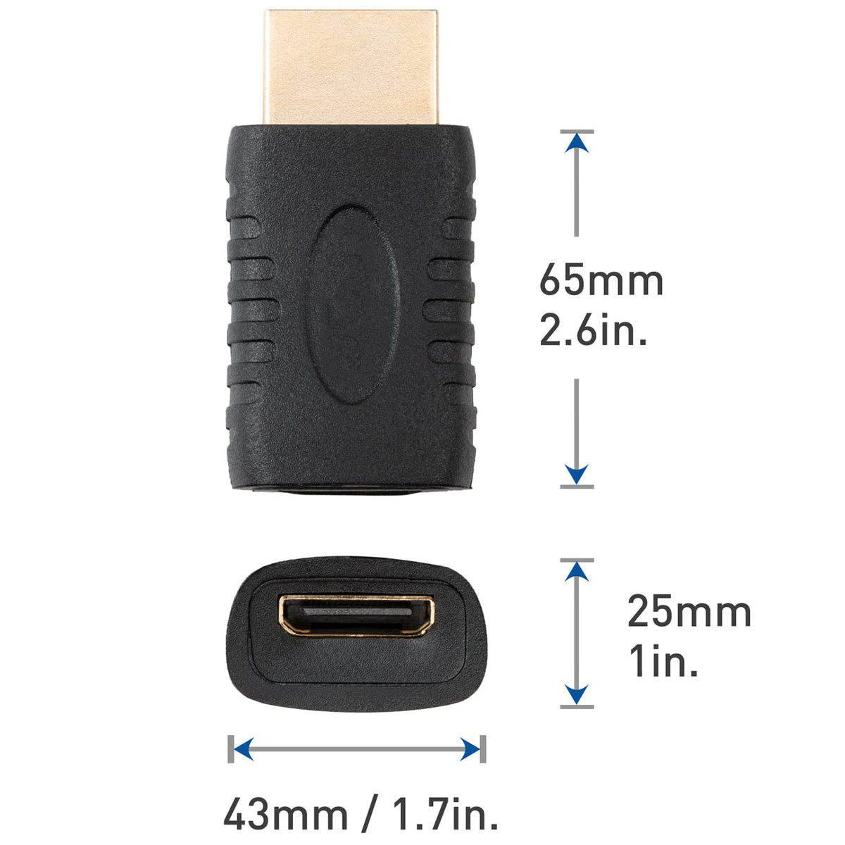 Mini HDMI to HDMI Adapter Male to Female Type C for Camera Camcorder Tablet DSLR TV Monitor Projector Supports 4K ARC Gold-Plated