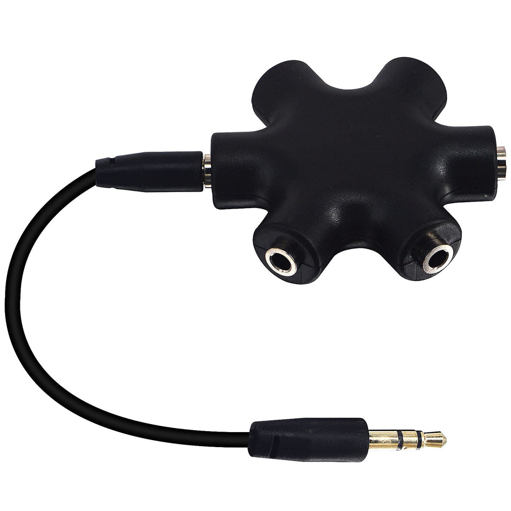 3.5mm Headphone Splitter 5 Way 1 Male to 5 Female Audio Hub Share Music with 5 Headphones for Phone Laptop Tablet