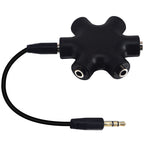 3.5mm Headphone Splitter 5 Way 1 Male to 5 Female Audio Hub Share Music with 5 Headphones for Phone Laptop Tablet