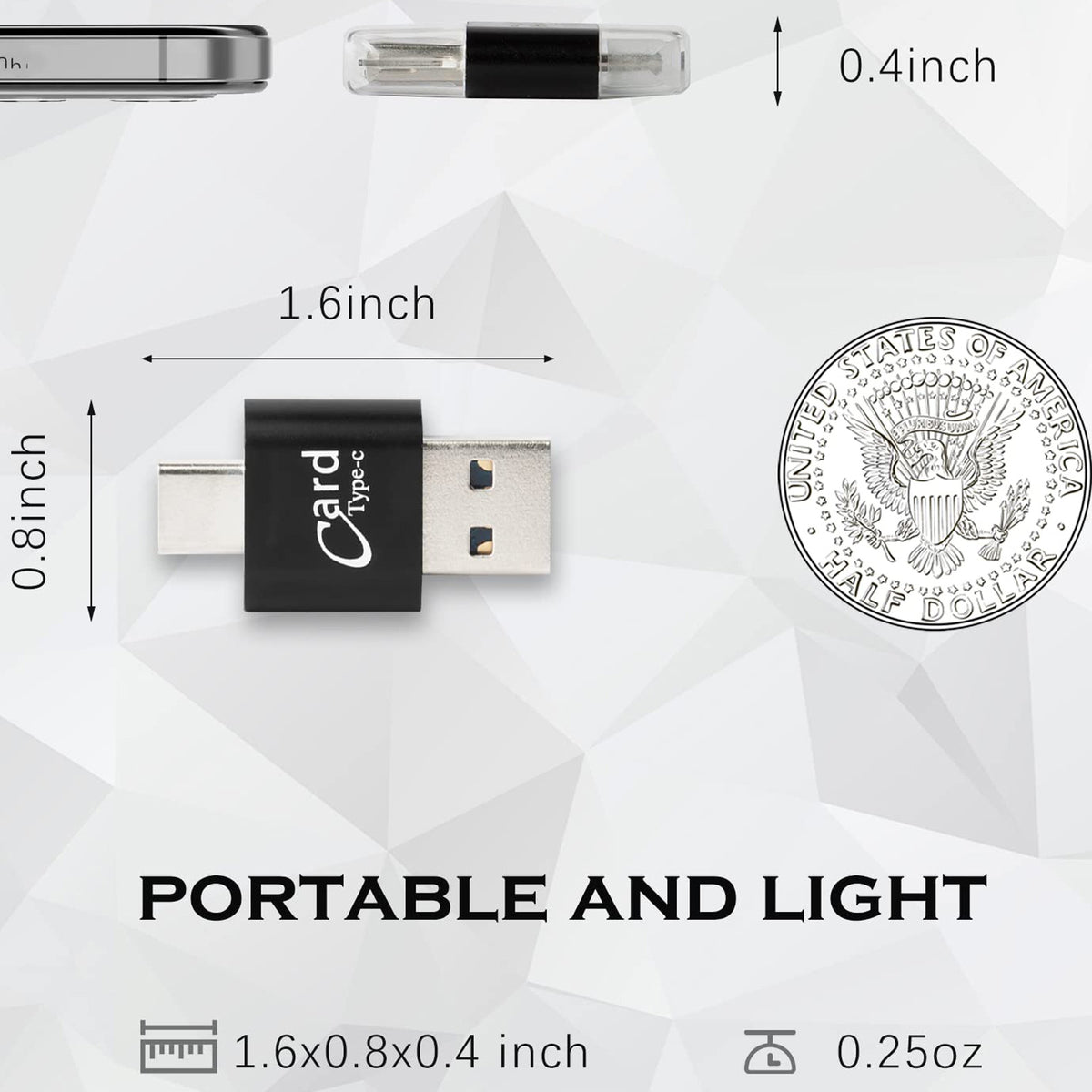 USB C and USB A Micro SD Card Reader 2 in 1 Dual Connector TF Memory Card Adapter OTG Converter for Android Phone iPad MacBook PC Laptop Dash Cam
