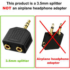 3.5mm Headphone Splitter 1 Male to 2 Female Audio Y Adapter Share Music with Two Headphones 1/8 Inch AUX Connector