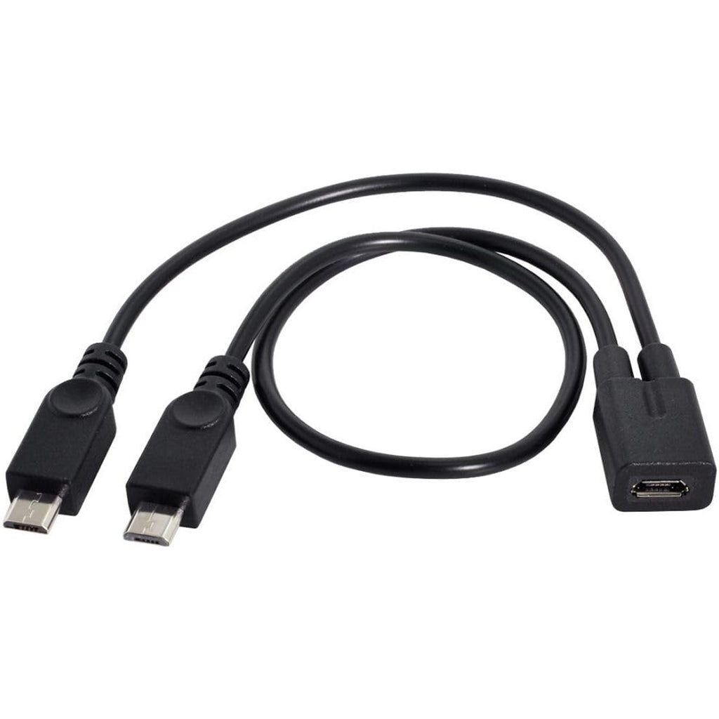 Micro USB Splitter Cable 1 Female to 2 Male Dual Y Cord Simultaneous Charging and Data Sync Extension Wire for Security Camera PS4 Controller Kindle Speaker Dash Cam