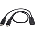Micro USB Splitter Cable 1 Female to 2 Male Dual Y Cord Simultaneous Charging and Data Sync Extension Wire for Security Camera PS4 Controller Kindle Speaker Dash Cam