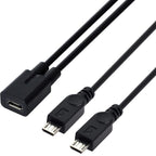 Micro USB Splitter Cable 1 Female to 2 Male Dual Y Cord Simultaneous Charging and Data Sync Extension Wire for Security Camera PS4 Controller Kindle Speaker Dash Cam