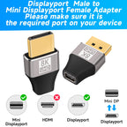8K DisplayPort 1.4 Male to Mini DisplayPort Female Adapter Bidirectional Mini DP to DP Connector for Thunderbolt 2 Laptop Monitor TV