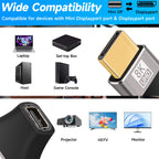 8K DisplayPort 1.4 Male to Mini DisplayPort Female Adapter Bidirectional Mini DP to DP Connector for Thunderbolt 2 Laptop Monitor TV
