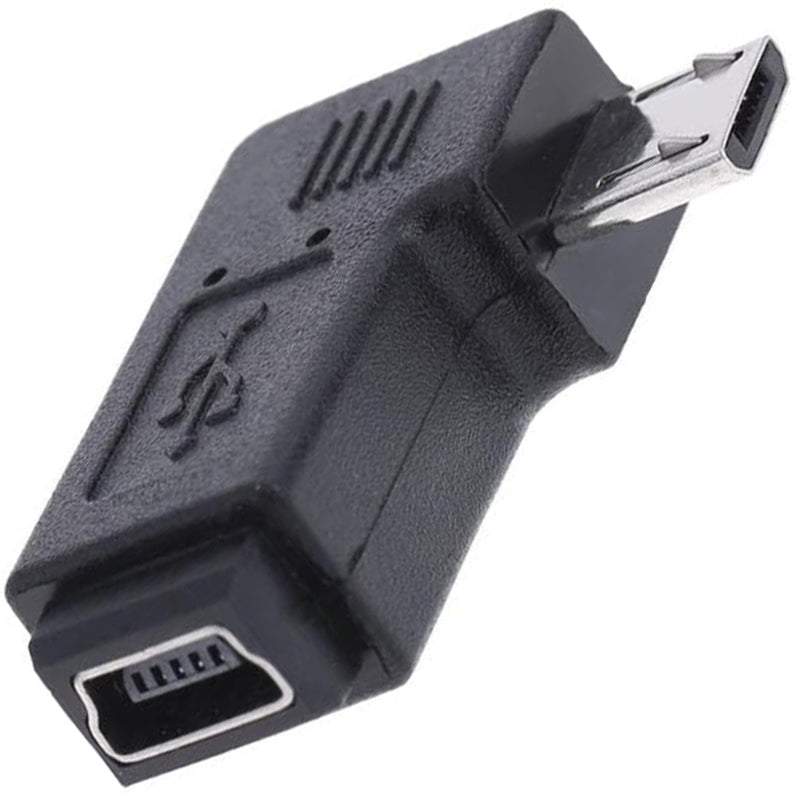 Mini USB Female to Micro USB Male 90 Degree Angled Adapter (Left-Angle / Right-Angle) for Charging and Data Sync