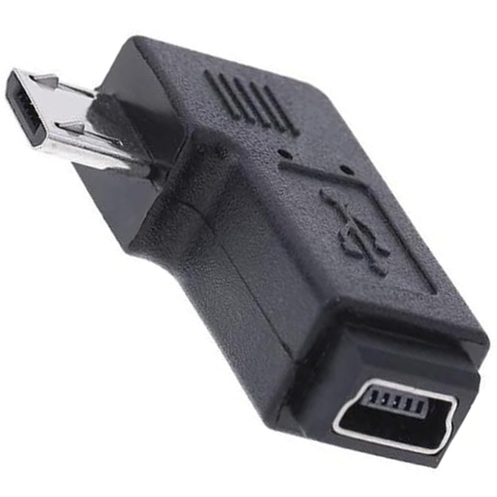 Mini USB Female to Micro USB Male 90 Degree Angled Adapter (Left-Angle / Right-Angle) for Charging and Data Sync
