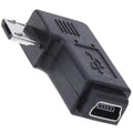 Mini USB Female to Micro USB Male 90 Degree Angled Adapter (Left-Angle / Right-Angle) for Charging and Data Sync