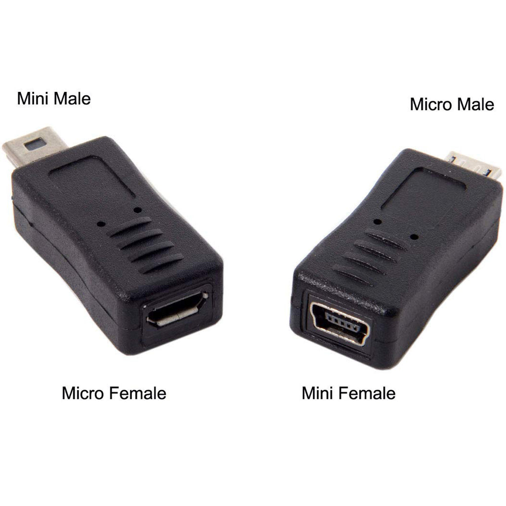 Mini / Micro USB Extension Adapter for Charging and Data Sync (Micro F to Mini M / Mini F to Micro M)