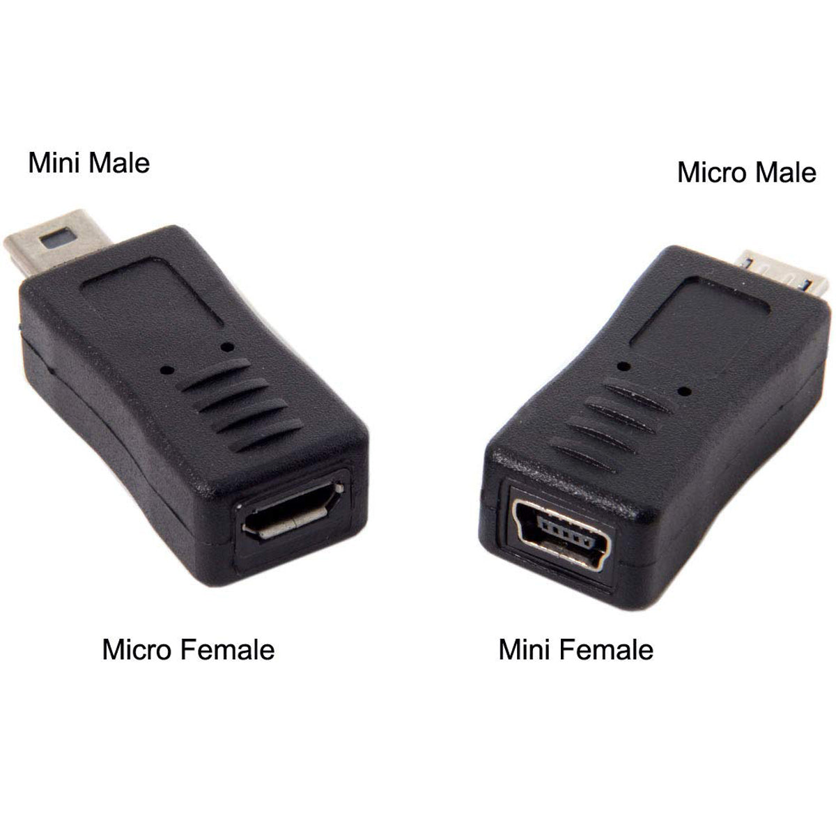 Mini / Micro USB Extension Adapter for Charging and Data Sync (Micro F to Mini M / Mini F to Micro M)