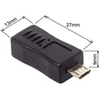 Mini / Micro USB Extension Adapter for Charging and Data Sync (Micro F to Mini M / Mini F to Micro M)