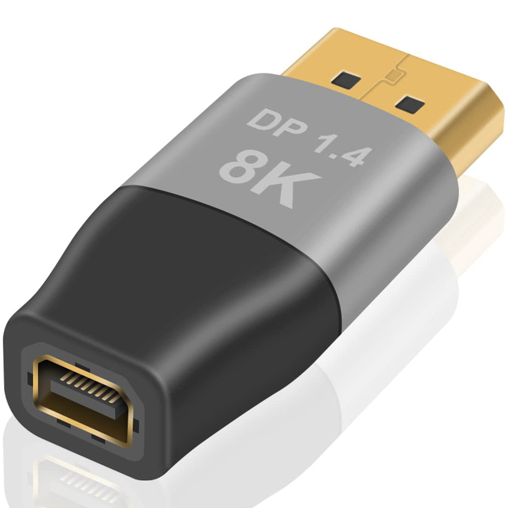 8K Mini DisplayPort Female to DisplayPort Male Adapter DP 1.4 Bidirectional 32.4Gbps 8K 60Hz 4K 144Hz Audio Video Converter