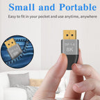 8K Mini DisplayPort Female to DisplayPort Male Adapter DP 1.4 Bidirectional 32.4Gbps 8K 60Hz 4K 144Hz Audio Video Converter