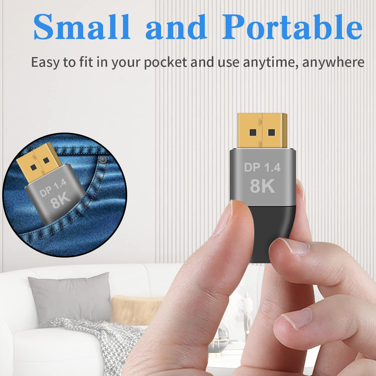8K Mini DisplayPort Female to DisplayPort Male Adapter DP 1.4 Bidirectional 32.4Gbps 8K 60Hz 4K 144Hz Audio Video Converter