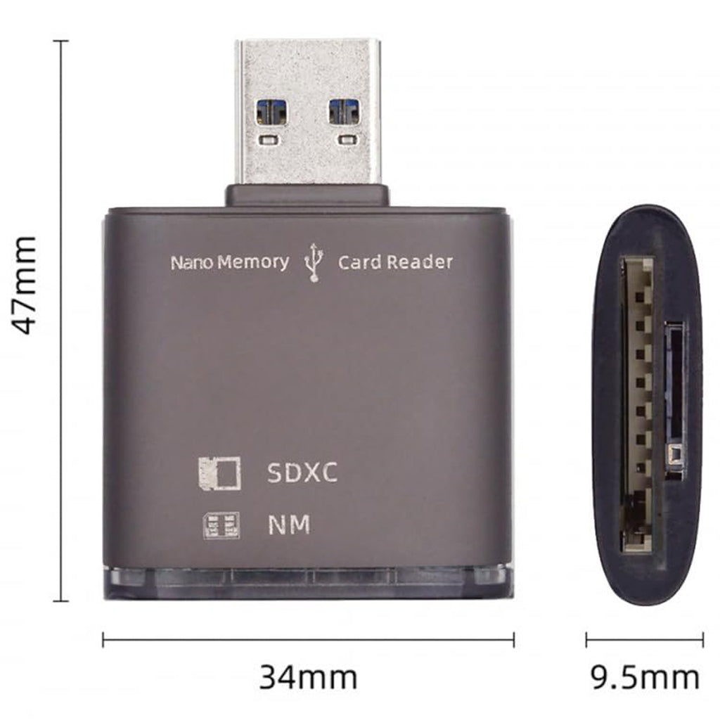 USB 3.0 NM Card Reader and SD Card Writer Nano Memory SD SDXC SDHC MMC Adapter 5Gbps High Speed Dongle for Mate Series Phone Camera Laptop Desktop PC