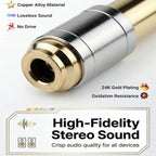 1/4 Male to 1/8 Female Headphone Adapter 6.35mm to 3.5mm Stereo Audio Jack Converter Gold Plated Brass for Amp Digital Piano Mixer Guitar Receiver