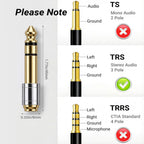 1/4 Male to 1/8 Female Headphone Adapter 6.35mm to 3.5mm Stereo Audio Jack Converter Gold Plated Brass for Amp Digital Piano Mixer Guitar Receiver