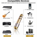 1/4 Male to 1/8 Female Headphone Adapter 6.35mm to 3.5mm Stereo Audio Jack Converter Gold Plated Brass for Amp Digital Piano Mixer Guitar Receiver