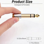 1/4 Male to 1/8 Female Headphone Adapter 6.35mm to 3.5mm Stereo Audio Jack Converter Gold Plated Brass for Amp Digital Piano Mixer Guitar Receiver