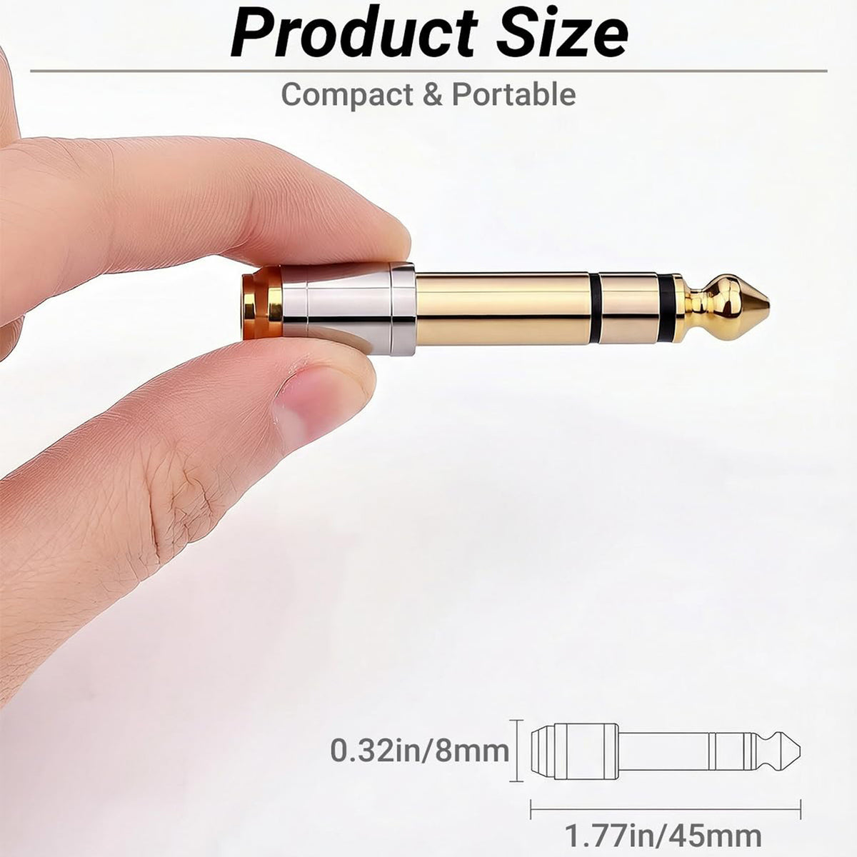 1/4 Male to 1/8 Female Headphone Adapter 6.35mm to 3.5mm Stereo Audio Jack Converter Gold Plated Brass for Amp Digital Piano Mixer Guitar Receiver
