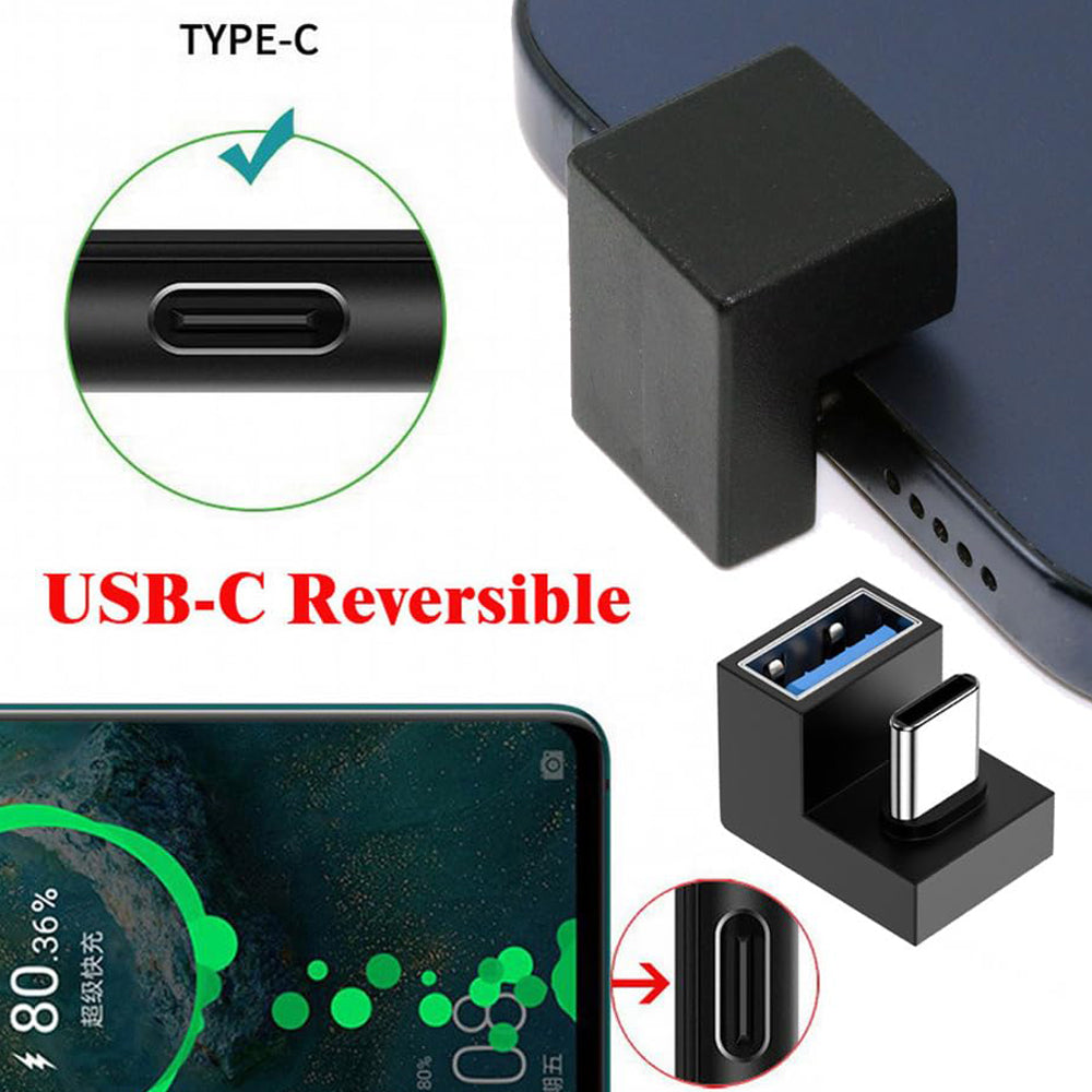 180 Degree U Shape USB C OTG to USB 3.0 Female Adapter 5Gbps Type C Male Extension Converter for Phone Tablet Flash Drive Mouse