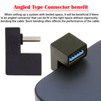 180 Degree U Shape USB C OTG to USB 3.0 Female Adapter 5Gbps Type C Male Extension Converter for Phone Tablet Flash Drive Mouse