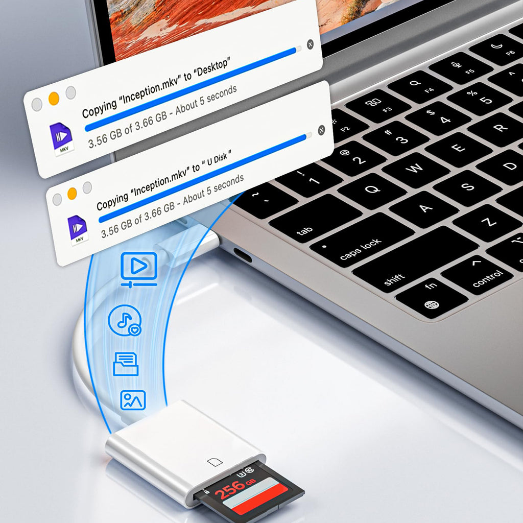 USB-C SD Card Reader Type C Memory Card Adapter Trail Camera Viewer for iPhone 16 15 iPad Pro MacBook Galaxy Android Plug and Play Photo Video Transfer