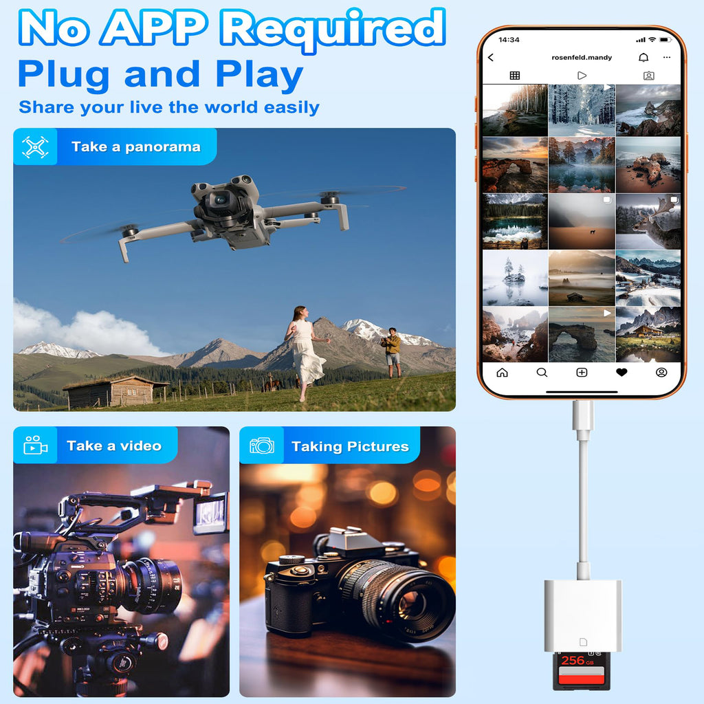 USB-C SD Card Reader Type C Memory Card Adapter Trail Camera Viewer for iPhone 16 15 iPad Pro MacBook Galaxy Android Plug and Play Photo Video Transfer