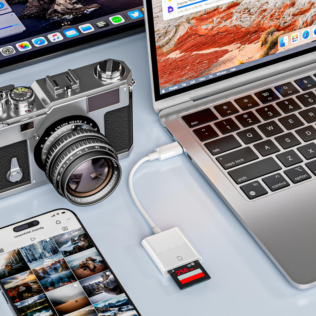 USB-C SD Card Reader Type C Memory Card Adapter Trail Camera Viewer for iPhone 16 15 iPad Pro MacBook Galaxy Android Plug and Play Photo Video Transfer