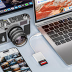 USB-C SD Card Reader Type C Memory Card Adapter Trail Camera Viewer for iPhone 16 15 iPad Pro MacBook Galaxy Android Plug and Play Photo Video Transfer