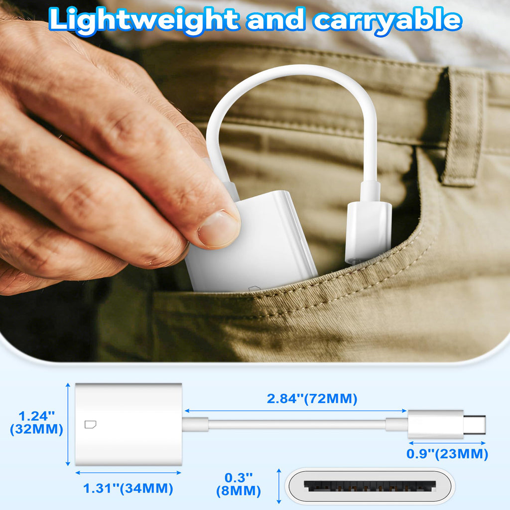 USB-C SD Card Reader Type C Memory Card Adapter Trail Camera Viewer for iPhone 16 15 iPad Pro MacBook Galaxy Android Plug and Play Photo Video Transfer