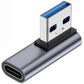 90 Degree USB C Female to USB Male Adapter Left Angle Type C to USB A Charger Converter for iPhone Apple iWatch Watch Airpods iPad Air Mini and More