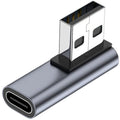 90 Degree USB C Female to USB Male Adapter Left and Right Angle Type C to USB A Charger Converter for iPhone Apple iWatch Watch Airpods iPad Air Mini and More