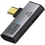 USB C Splitter Not for Video 2-in-1 Dual USB C Headphone and Charger Adapter Audio Dongle with PD 100W for Rog Ally Steam Deck iPhone 15/16 iPad Grey