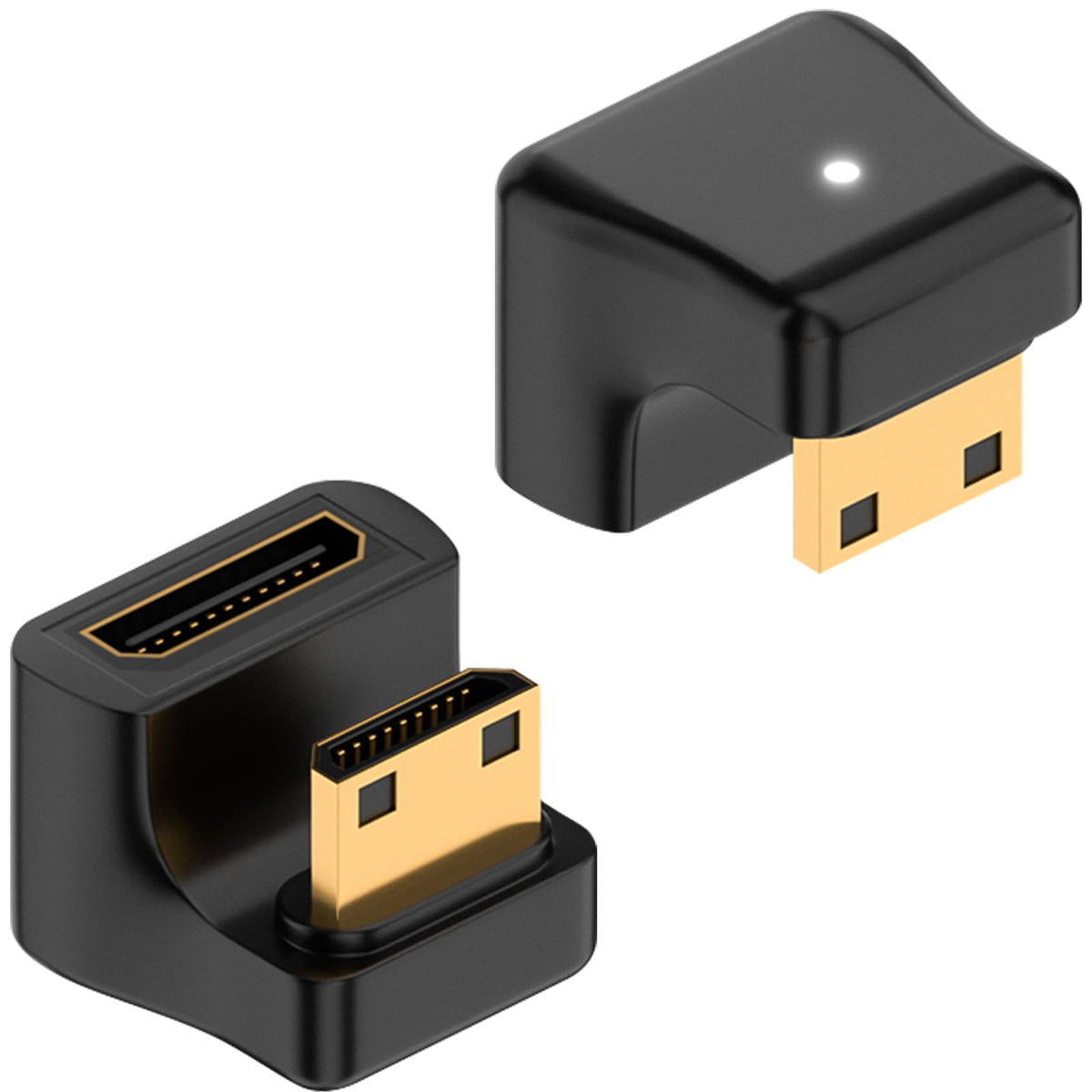 Mini HDMI-Compatible Male to Female Adapter Up & Down Angle – 8K@60Hz 4K@120Hz 48Gbps LED Indicator for Camera Camcorder